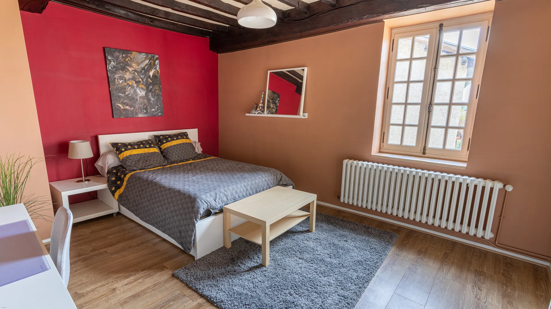 Séjour avec cheminée et parquet